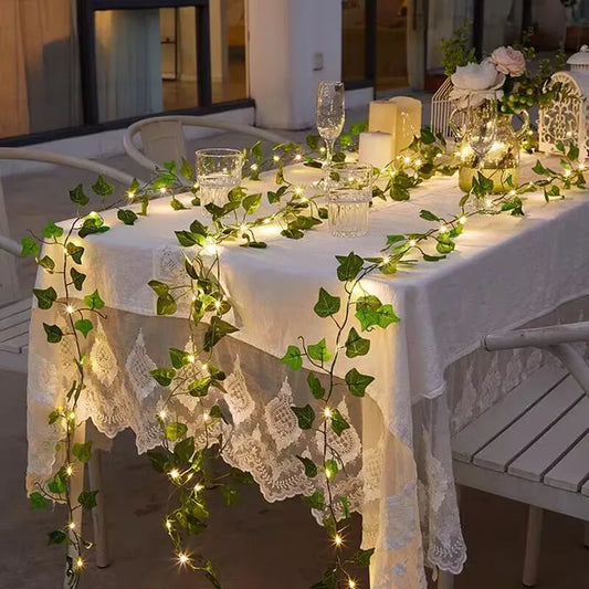 Artificial Green Leaf String Lights For Home Decor