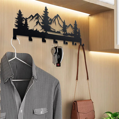 Beautiful mountain forest shape metal key holder wall hooks organizer door entryway hallway kitchen wall decor rack hook