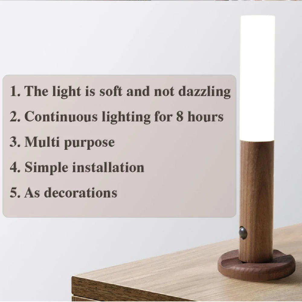 LED USB Magnetic Wood Wireless Night Light