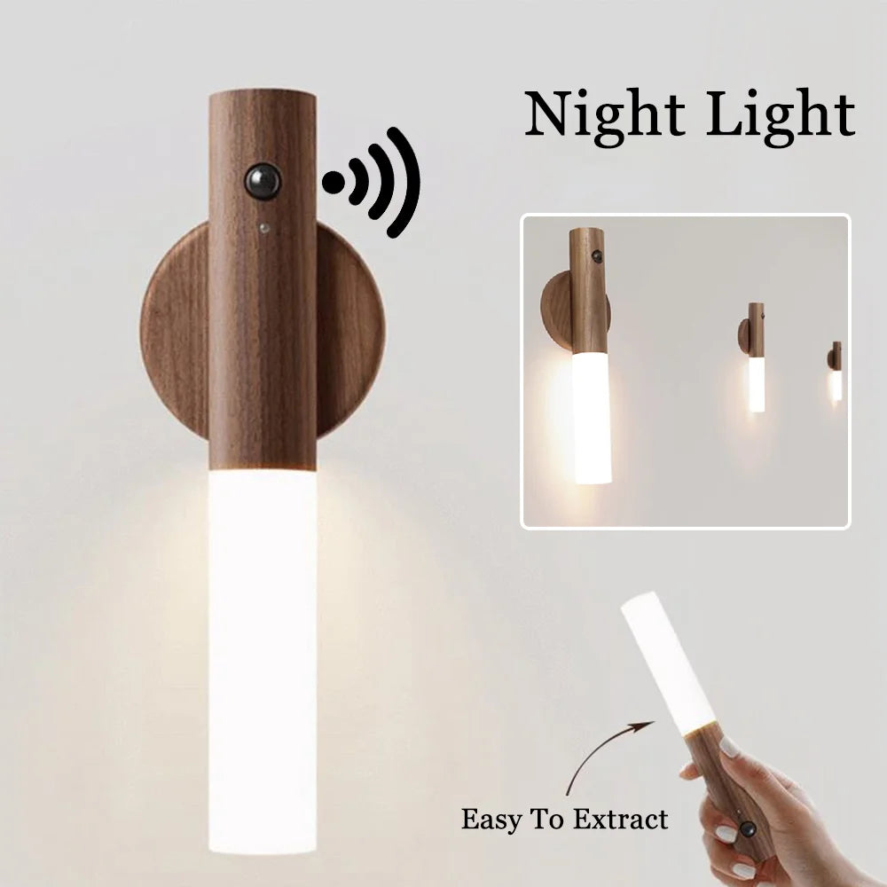 LED USB Magnetic Wood Wireless Night Light