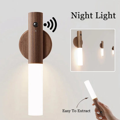 LED USB Magnetic Wood Wireless Night Light