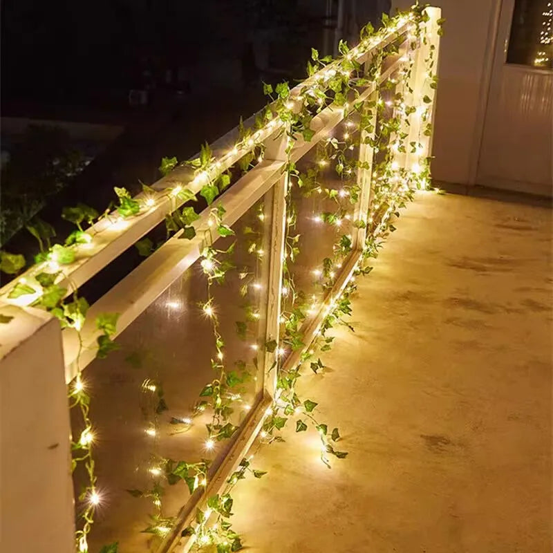 Artificial Green Leaf String Lights For Home Decor