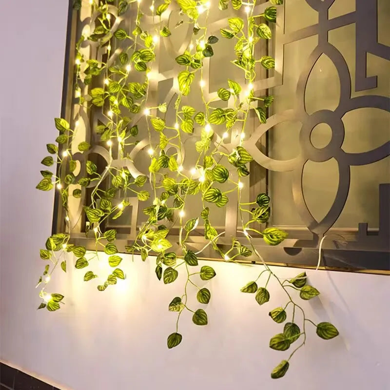 Artificial Green Leaf String Lights For Home Decor