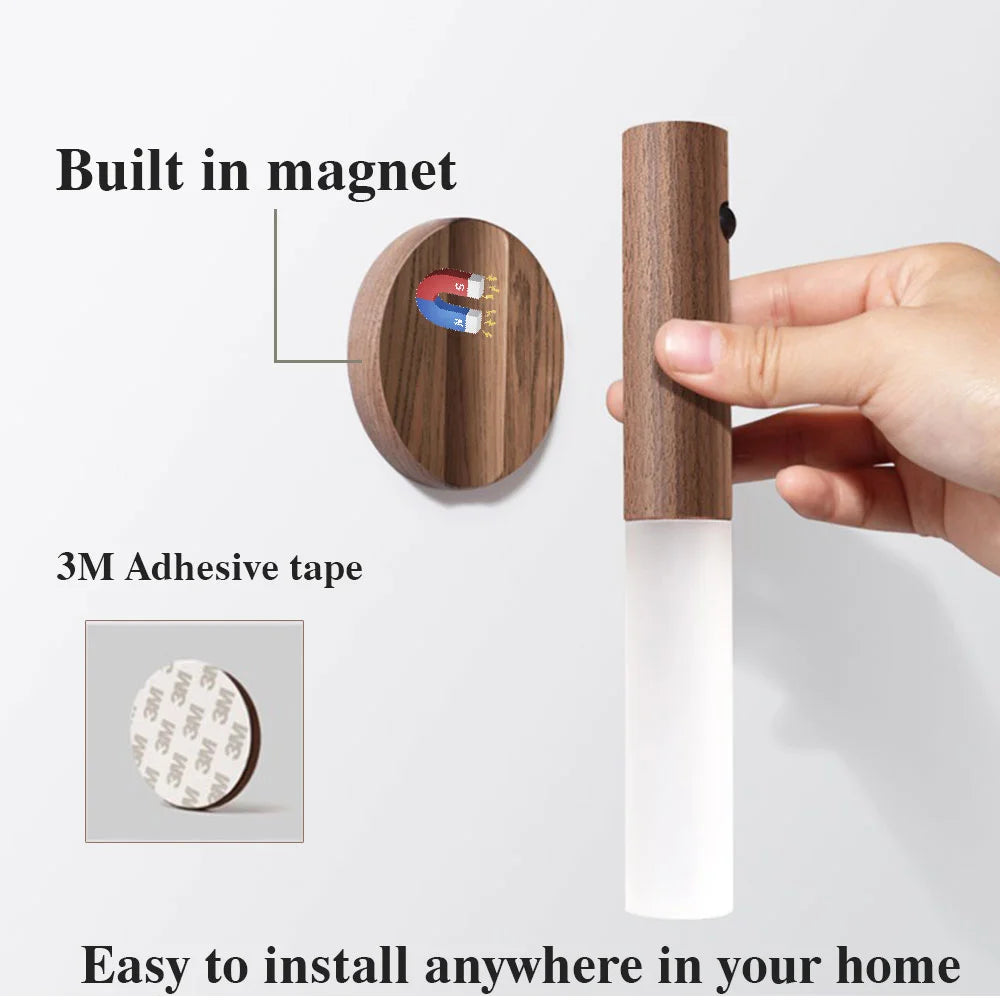 LED USB Magnetic Wood Wireless Night Light