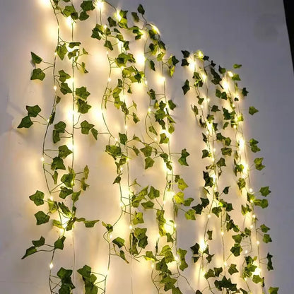 Artificial Green Leaf String Lights For Home Decor